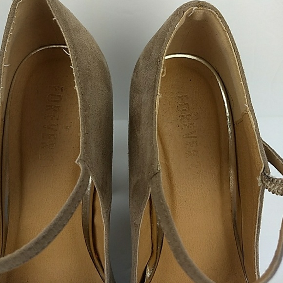 Forever 21 Tan Suede Platform Heels Size 8 - Picture 4 of 8